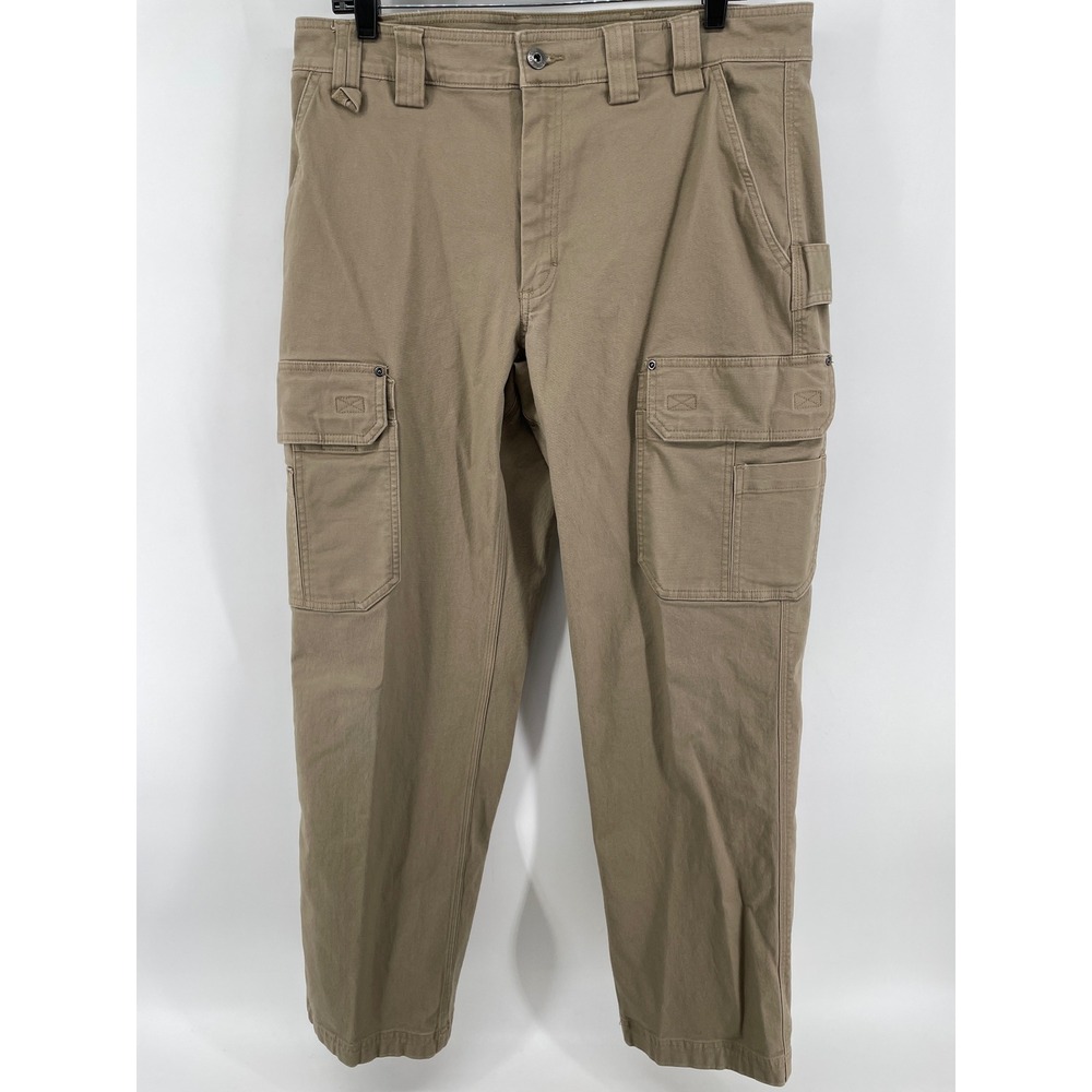Duluth Trading Co Cargo Pants Mens 36x32 Khaki Tan Fire Hose Flex Workwear